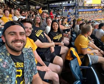 Pitt-Greensburg alumni attend a Pittsburgh PIrates game together.